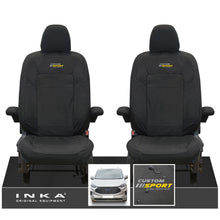 Load image into Gallery viewer, The All New Ford Transit Custom INKA Front Pair Tailored Waterproof Seat Covers Set Black MY-2024 Onwards - Custom Sport Embroidery