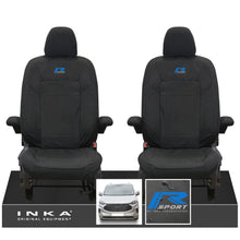 Load image into Gallery viewer, The All New Ford Transit Custom INKA Front Pair Tailored Waterproof Seat Covers Set Black MY-2024 Onwards - R-SPORT Embroidery
