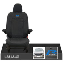 Load image into Gallery viewer, The All New Ford Transit Custom INKA Single Driver Tailored Waterproof Seat Cover Black MY-2024 Onwards - R-SPORT Embroidery