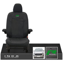 Load image into Gallery viewer, The All New Ford Transit Custom INKA Single Driver Tailored Waterproof Seat Cover Black MY-2024 Onwards - R-SPORT Embroidery