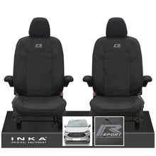Load image into Gallery viewer, The All New Ford Transit Custom INKA Front Pair Tailored Waterproof Seat Covers Set Black MY-2024 Onwards - R-SPORT Embroidery