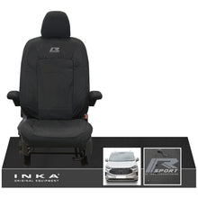Load image into Gallery viewer, The All New Ford Transit Custom INKA Single Driver Tailored Waterproof Seat Cover Black MY-2024 Onwards - R-SPORT Embroidery