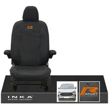 Load image into Gallery viewer, The All New Ford Transit Custom INKA Single Driver Tailored Waterproof Seat Cover Black MY-2024 Onwards - R-SPORT Embroidery