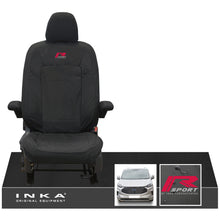 Load image into Gallery viewer, The All New Ford Transit Custom INKA Single Driver Tailored Waterproof Seat Cover Black MY-2024 Onwards - R-SPORT Embroidery