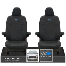 Load image into Gallery viewer, The All New Ford Transit Custom INKA Front Pair Tailored Waterproof Seat Covers Set Black MY-2024 Onwards - S-TECH Embroidery