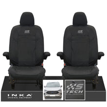 Load image into Gallery viewer, The All New Ford Transit Custom INKA Front Pair Tailored Waterproof Seat Covers Set Black MY-2024 Onwards - S-TECH Embroidery