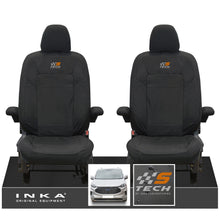 Load image into Gallery viewer, The All New Ford Transit Custom INKA Front Pair Tailored Waterproof Seat Covers Set Black MY-2024 Onwards - S-TECH Embroidery