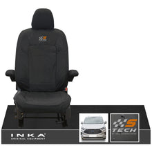Load image into Gallery viewer, The All New Ford Transit Custom INKA Single Driver Tailored Waterproof Seat Cover Black MY-2024 Onwards - S-TECH Embroidery