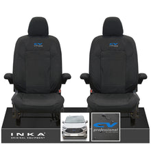 Load image into Gallery viewer, The All New Ford Transit Custom INKA Front Pair Tailored Waterproof Seat Covers Set Black MY-2024 Onwards - CV Professional Embroidery