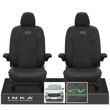 Load image into Gallery viewer, The All New Ford Transit Custom INKA Front Pair Tailored Waterproof Seat Covers Set Black MY-2024 Onwards - CV Professional Embroidery