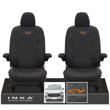 Load image into Gallery viewer, The All New Ford Transit Custom INKA Front Pair Tailored Waterproof Seat Covers Set Black MY-2024 Onwards - CV Professional Embroidery