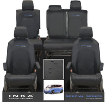 Load image into Gallery viewer, VW ID Buzz Life, Style, GTX Front & Rear Full Set INKA Tailored Waterproof Seat Covers Black with Embroidery MY22 onwards