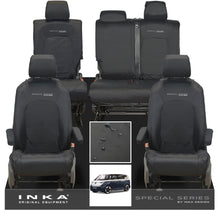 Load image into Gallery viewer, VW ID Buzz Life, Style, GTX Front & Rear Full Set INKA Tailored Waterproof Seat Covers Black with Embroidery MY22 onwards