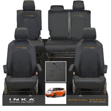 Load image into Gallery viewer, VW ID Buzz Life, Style, GTX Front & Rear Full Set INKA Tailored Waterproof Seat Covers Black with Embroidery MY22 onwards