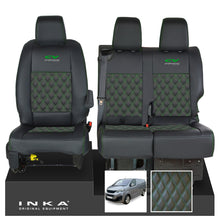 Load image into Gallery viewer, Peugeot Expert INKA Front 1+2 Bentley Diamond Quilt Leatherette Tailored Seat Covers Black MY16 To Present - CV Professional Embroidery