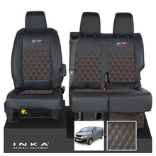 Load image into Gallery viewer, Peugeot Expert INKA Front 1+2 Bentley Diamond Quilt Leatherette Tailored Seat Covers Black MY16 To Present - CV Sport Embroidery