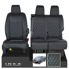 Load image into Gallery viewer, Peugeot Expert INKA Front 1+2 Bentley Diamond Quilt Leatherette Tailored Seat Covers Black MY16 To Present - Plain Embroidery