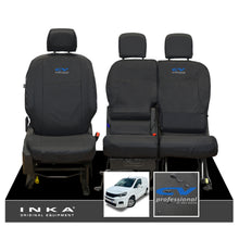 Load image into Gallery viewer, Peugeot Partner MK3 Front Inka Fully Tailored Waterproof Seat Covers Black MY2018 Onwards - CV Professional Embroidery