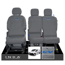 Load image into Gallery viewer, Peugeot Partner MK2 Front Inka Fully Tailored Waterproof Seat Covers Grey MY08-17 - CV Professional Embroidery