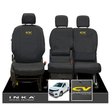 Load image into Gallery viewer, Peugeot Partner MK3 Front Inka Fully Tailored Waterproof Seat Covers Black MY2018 Onwards - CV Professional Embroidery
