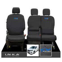 Load image into Gallery viewer, Peugeot Partner MK3 Front Inka Fully Tailored Waterproof Seat Covers Black MY2018 Onwards - CV Racing Embroidery