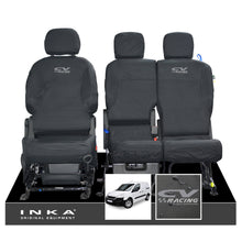 Load image into Gallery viewer, Peugeot Partner MK2 Front Inka Fully Tailored Waterproof Seat Covers Black MY08-17 - CV Racing Embroidery