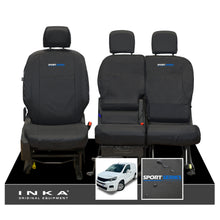 Load image into Gallery viewer, Peugeot Partner MK3 Front Inka Fully Tailored Waterproof Seat Covers Black MY2018 Onwards - R-SPORT Embroidery