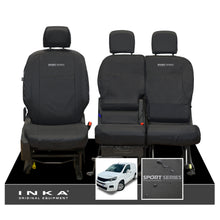 Load image into Gallery viewer, Peugeot Partner MK3 Front Inka Fully Tailored Waterproof Seat Covers Black MY2018 Onwards - R-SPORT Embroidery