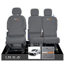 Load image into Gallery viewer, Peugeot Partner MK2 Front Inka Fully Tailored Waterproof Seat Covers Grey MY08-17 - R-SPORT Embroidery