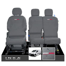 Load image into Gallery viewer, Peugeot Partner MK2 Front Inka Fully Tailored Waterproof Seat Covers Grey MY08-17 - R-SPORT Embroidery