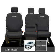 Load image into Gallery viewer, Peugeot Partner MK3 Front Inka Fully Tailored Waterproof Seat Covers Black MY2018 Onwards - R-SPORT Embroidery