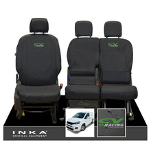 Load image into Gallery viewer, Peugeot Partner MK3 Front Inka Fully Tailored Waterproof Seat Covers Black MY2018 Onwards - CV Racing Embroidery