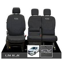 Load image into Gallery viewer, Peugeot Partner MK3 Front Inka Fully Tailored Waterproof Seat Covers Black MY2018 Onwards - CV Racing Embroidery