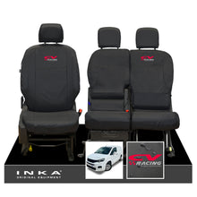 Load image into Gallery viewer, Peugeot Partner MK3 Front Inka Fully Tailored Waterproof Seat Covers Black MY2018 Onwards - CV Racing Embroidery