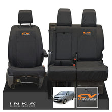 Load image into Gallery viewer, Peugeot Expert INKA Front 1+2 Tailored Waterproof Seat Covers Black MY16 onwards - CV Racing Embroidery