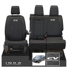 Load image into Gallery viewer, Peugeot Expert INKA Front 1+2 Tailored Waterproof Seat Covers Black MY16 onwards - CV Racing Embroidery