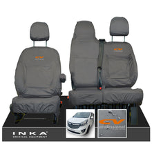 Load image into Gallery viewer, INKA Renault Trafic Sport (Business Plus) Tailored Waterproof Seat Covers Front Set 1+2 - Grey MY14 Onwards - CV Professional Embroidery