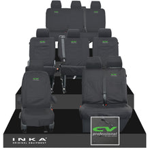 Load image into Gallery viewer, VW Transporter Shuttle T6.1, T6 Full Set Tailored Waterproof Seat Covers Black MY 15-23 - CV Professional Embroidery