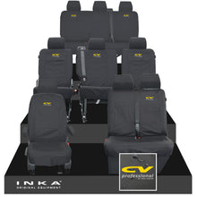 Load image into Gallery viewer, VW Transporter Shuttle T6.1, T6 Full Set Tailored Waterproof Seat Covers Black MY 15-23 - CV Professional Embroidery