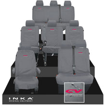 Load image into Gallery viewer, VW Transporter Shuttle T6.1, T6 Full Set Tailored Waterproof Seat Covers Grey MY 15-23 - CV Professional Embroidery
