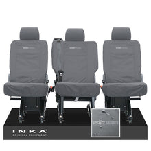 Load image into Gallery viewer, VW Transporter Shuttle T6.1, T6 Rear 1+1+1 Tailored Waterproof Seat Covers Grey MY-15-23 - Sport-Series Embroidery