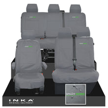Load image into Gallery viewer, VW Transporter T6.1, T6, T5.1 Front 1+2 & Rear Triple Tailored Waterproof Seat Covers Grey MY 10-24 - Sport-Series Embroidery