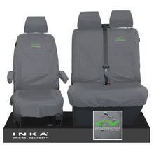 Load image into Gallery viewer, VW Transporter Shuttle T6.1, T6 Front 1+2 Tailored Waterproof Seat Covers Grey MY-15-23 - CV Professional Embroidery