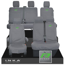 Load image into Gallery viewer, VW Transporter T6.1, T6, T5.1 Front 1+2 & Rear 2+1 Tailored Waterproof Seat Covers Grey MY-10-24 - R-Series Embroidery
