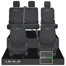 Load image into Gallery viewer, VW Transporter T6.1, T6, T5.1 Front 1+1 & Rear 2+1 Tailored Waterproof Seat Covers Black MY-10-24 - Sport-Series Embroidery