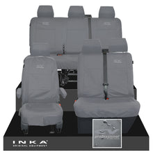 Load image into Gallery viewer, VW Transporter T6.1, T6, T5.1 Front 1+2 & Rear Triple Tailored Waterproof Seat Covers Grey MY 10-24 - CV Professional Embroidery