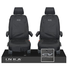 Load image into Gallery viewer, VW Transporter T6.1,T6,T5.1 INKA Front 1+1 Tailored Waterproof Seat Covers Black - Plain (inferred) Embroidery