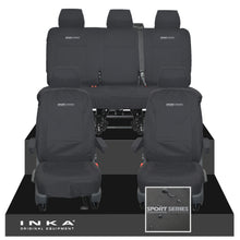 Load image into Gallery viewer, VW Transporter T6.1, T6, T5.1 INKA Front & Rear Tailored Waterproof Seat Covers Black MY 10-24 - Sport-Series Embroidery