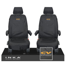 Load image into Gallery viewer, VW Transporter T6.1,T6,T5.1 INKA Front 1+1 Tailored Waterproof Seat Covers Black - Plain (inferred) Embroidery