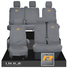 Load image into Gallery viewer, VW Transporter T6.1, T6, T5.1 Front 1+2 & Rear 2+1 Tailored Waterproof Seat Covers Grey MY-10-24 - R-Series Embroidery